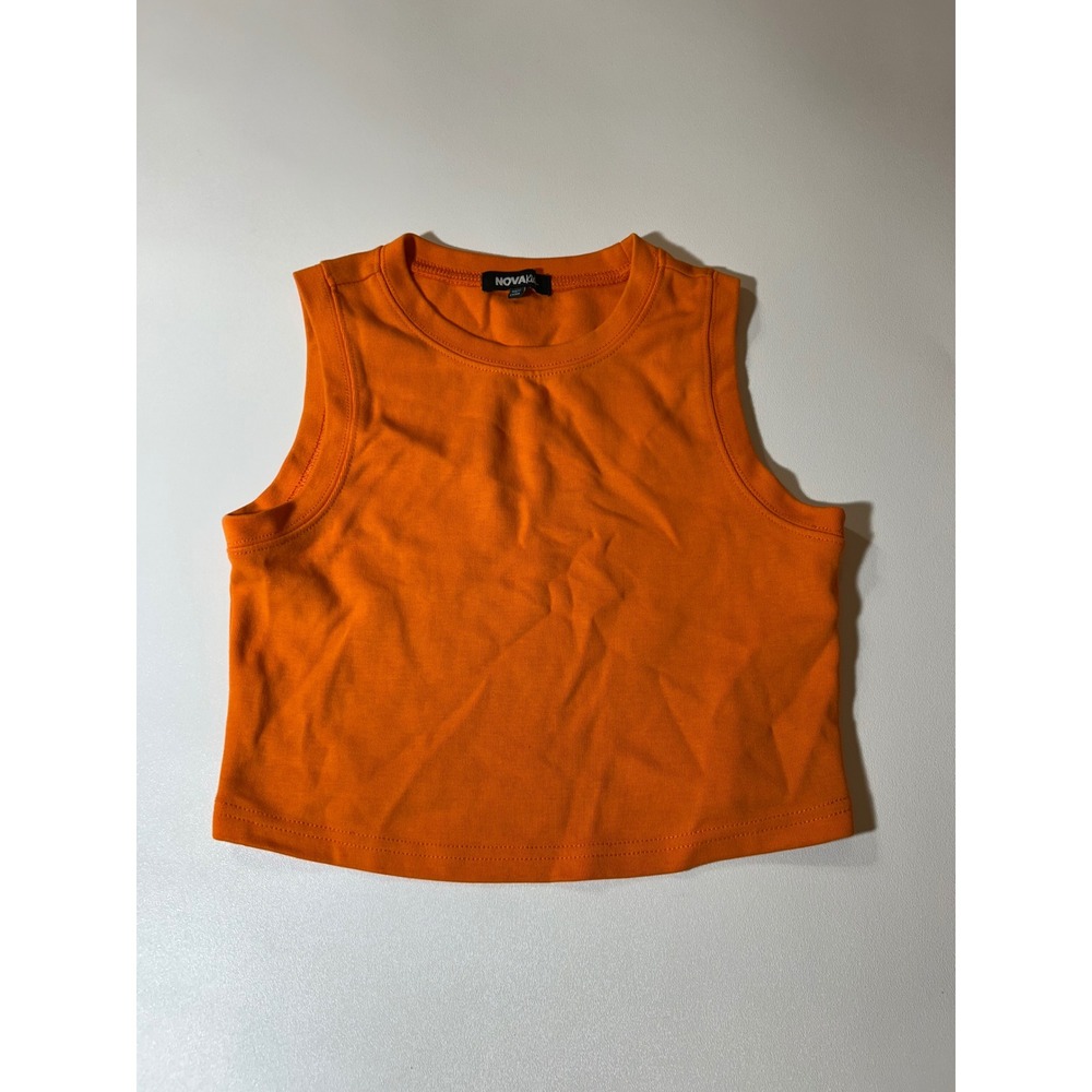 Fashion Nova Tank Top Kids 10/12 Orange Excellent Sleeveless Crew Neck Crop